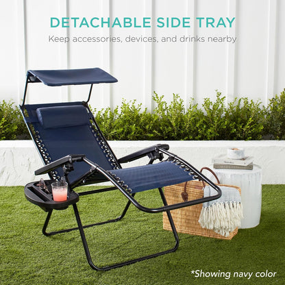 Zero Gravity Chair Recliner w/Canopy Shade