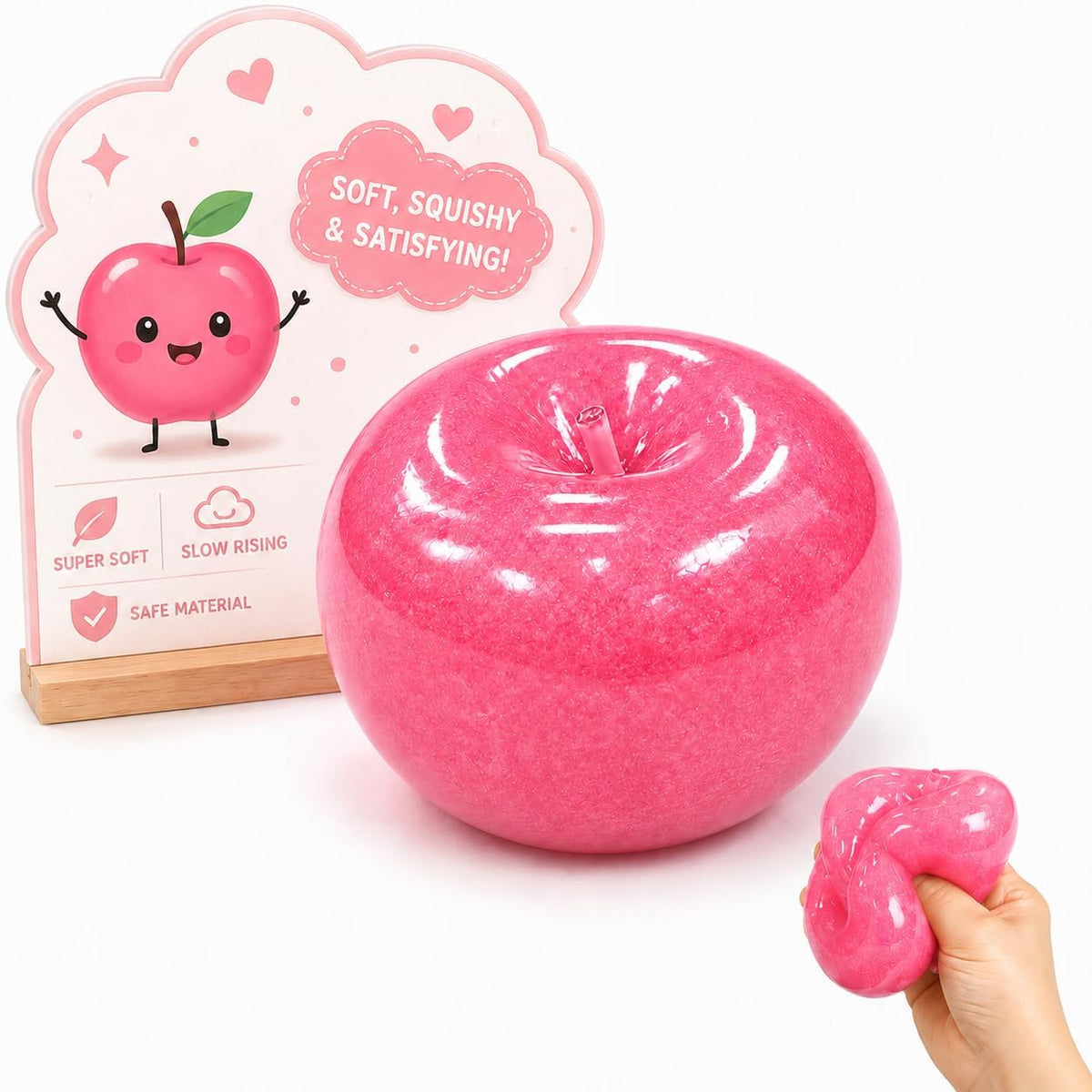 Pink Slushy Apple Squishy, Soft Satisfying Slushy Squishy Stress Ball, Apple Squeeze Toy for Adults, Desk, Home & Travel