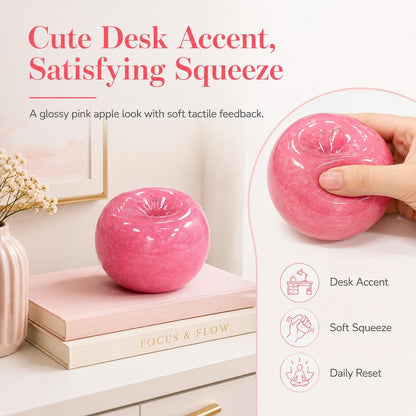 Pink Slushy Apple Squishy, Soft Satisfying Slushy Squishy Stress Ball, Apple Squeeze Toy for Adults, Desk, Home & Travel