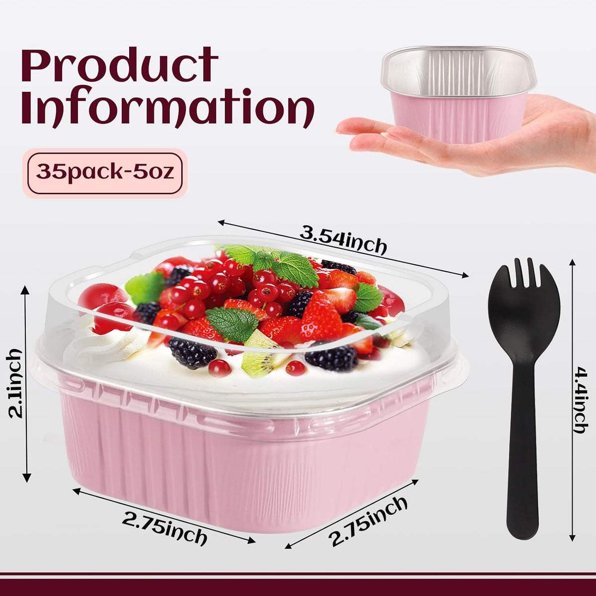 35 Pack 5 OZ Square Mini Cake Pans with Lids, 3.5x3.5 Inch Mini Cake Tins