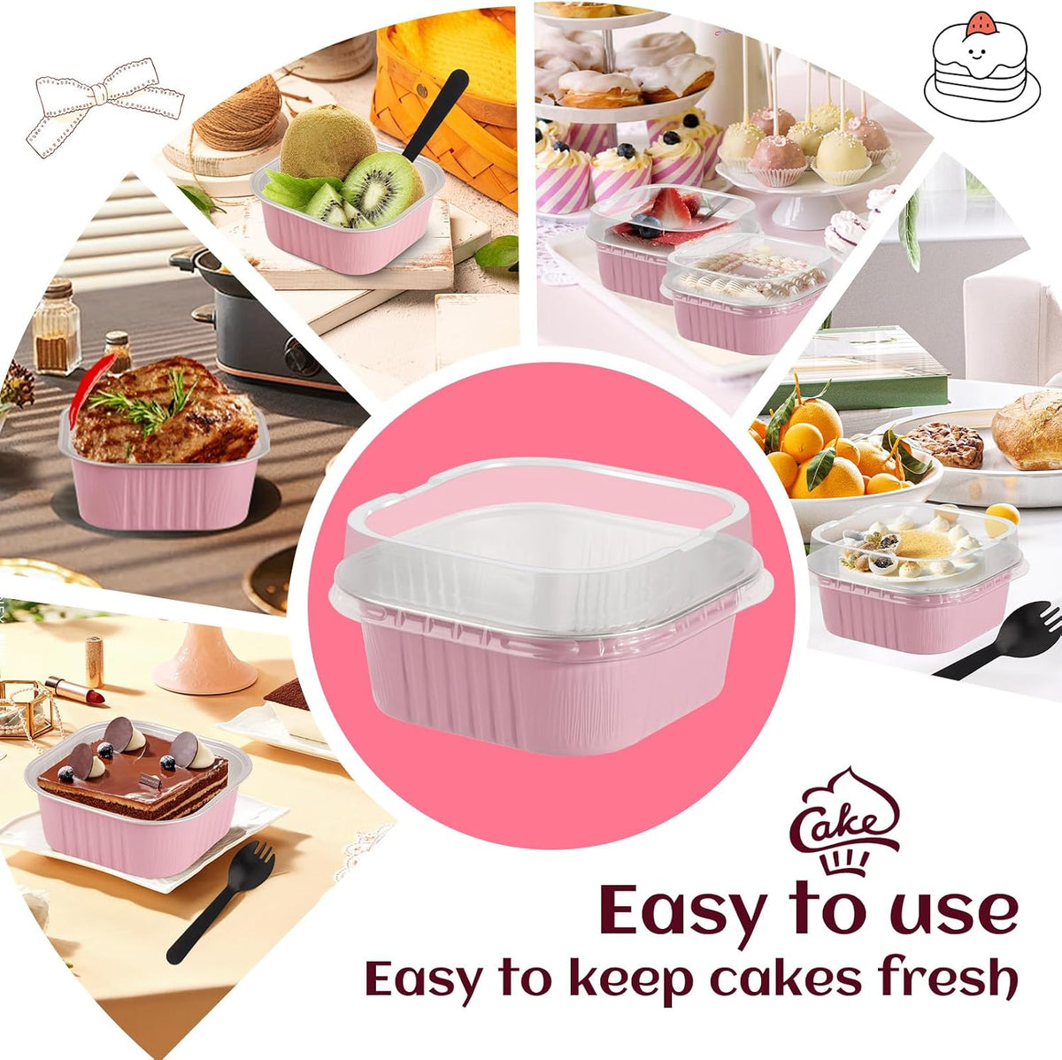 35 Pack 5 OZ Square Mini Cake Pans with Lids, 3.5x3.5 Inch Mini Cake Tins