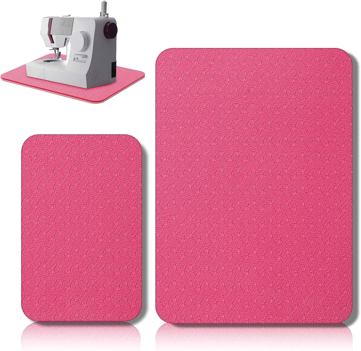 Sewing Machine Mat Pedal, 15" X 20" and 9" X 14", Red Pink