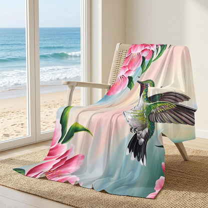 40"x60" Lap Cooling Blanket Hummingbird Ice Silk Lightweight Breathable Soft Summer Blanket for Hot Sleepers Couch Bed Sofa Camping Pink Peach Blossom