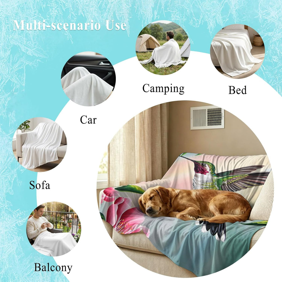 40"x60" Lap Cooling Blanket Hummingbird Ice Silk Lightweight Breathable Soft Summer Blanket for Hot Sleepers Couch Bed Sofa Camping Pink Peach Blossom