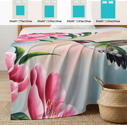 40"x60" Lap Cooling Blanket Hummingbird Ice Silk Lightweight Breathable Soft Summer Blanket for Hot Sleepers Couch Bed Sofa Camping Pink Peach Blossom