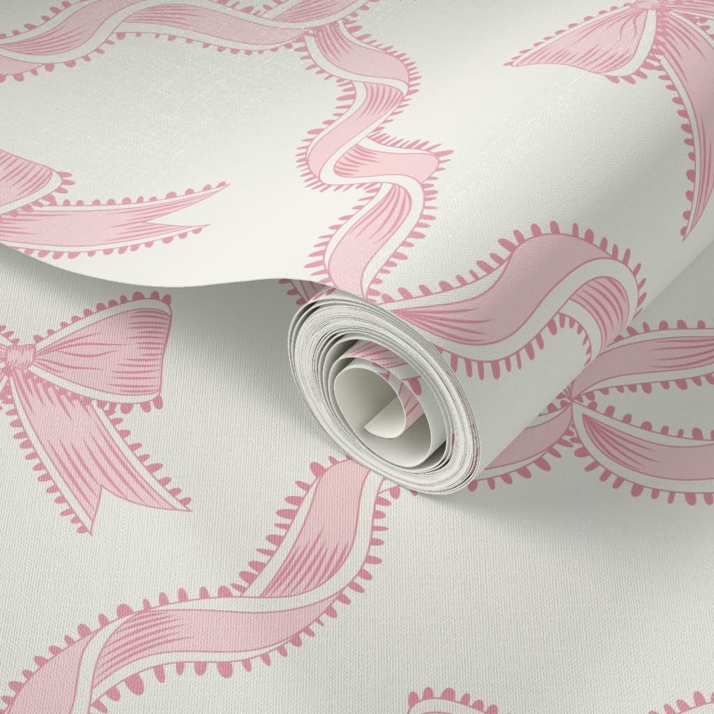 Pink Bow Ribbon Peel and Stick Wallpaper