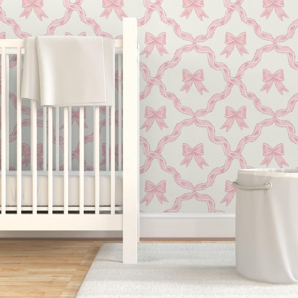 Pink Bow Ribbon Peel and Stick Wallpaper