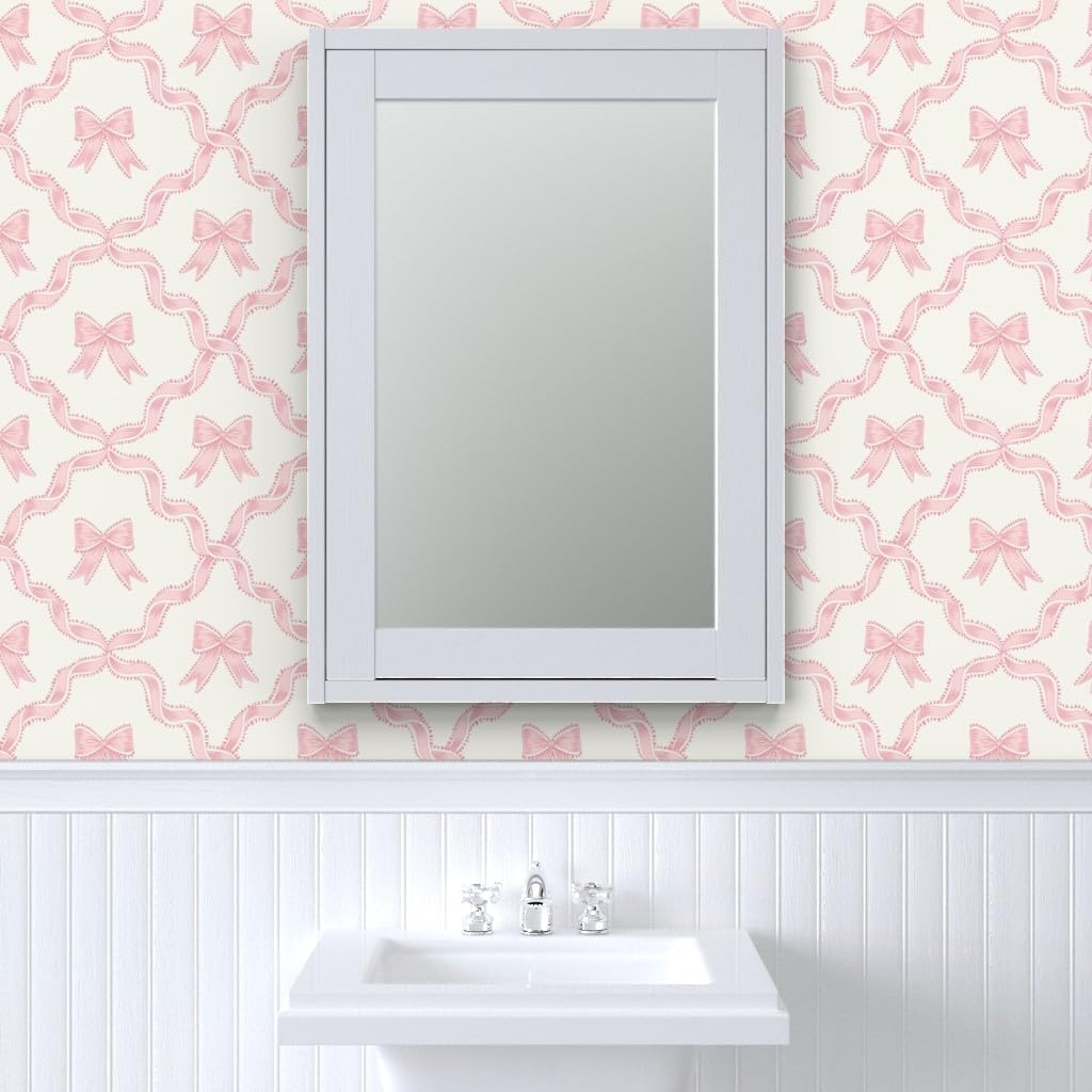 Pink Bow Ribbon Peel and Stick Wallpaper