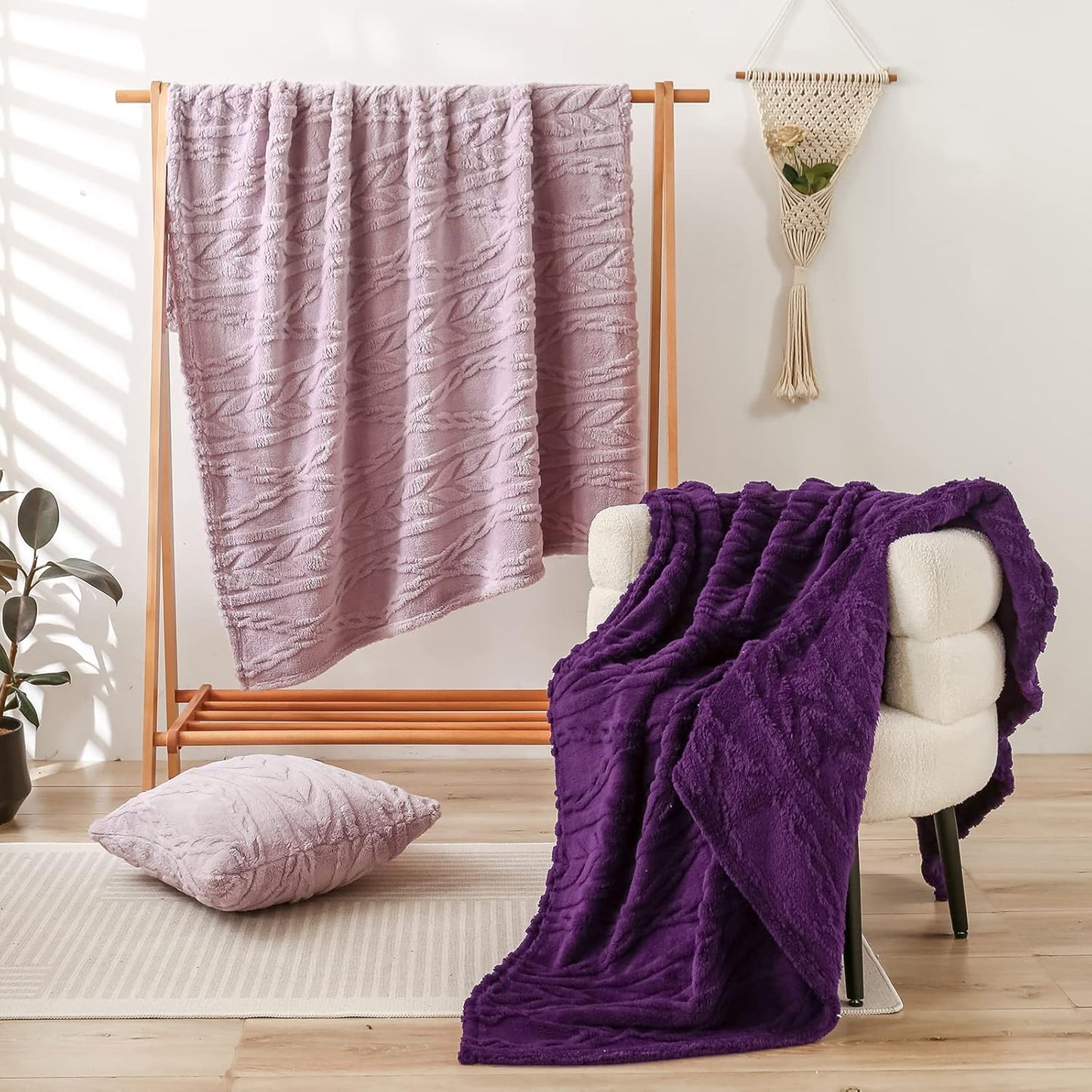 Sherpa Large Throw Blanket Single Layer,Light Weight(1.7lb),320GMS-3D Stylish Design for Gift Home Decor (Rose Pink,50"x65")