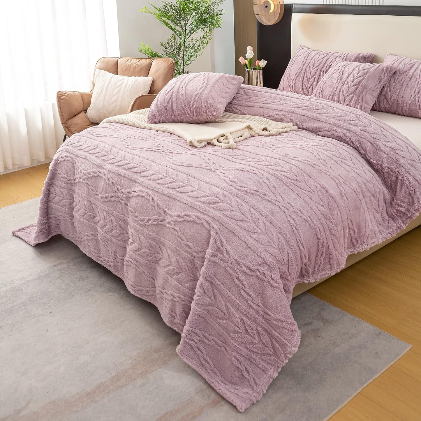 Sherpa Large Throw Blanket Single Layer,Light Weight(1.7lb),320GMS-3D Stylish Design for Gift Home Decor (Rose Pink,50"x65")