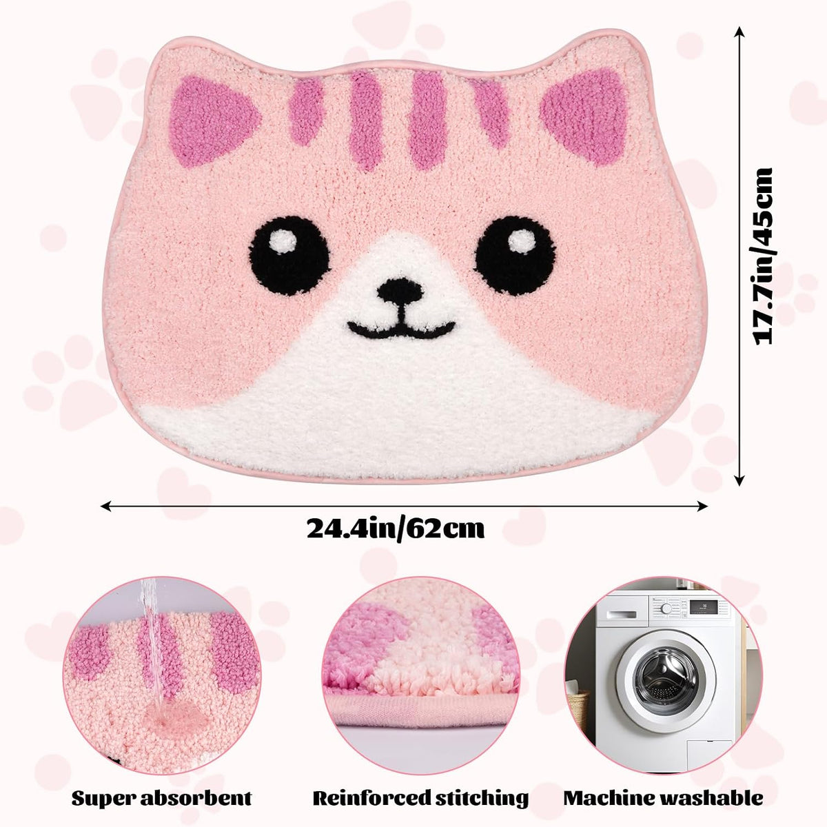 Bathroom Rugs - Cute Pink Cat Bath Mat