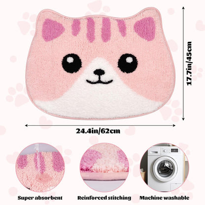 Bathroom Rugs - Cute Pink Cat Bath Mat