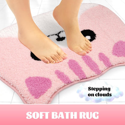 Bathroom Rugs - Cute Pink Cat Bath Mat