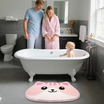 Bathroom Rugs - Cute Pink Cat Bath Mat