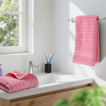 2-Pack Hand Towels for Bathroom (Pink) Ribbed