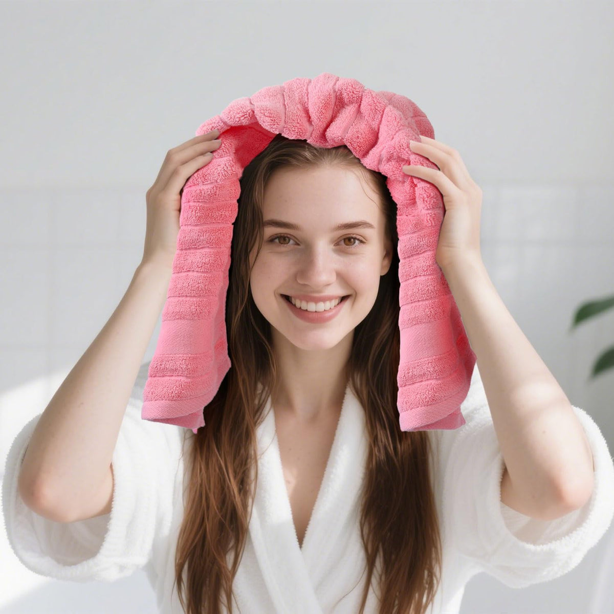 2-Pack Hand Towels for Bathroom (Pink) Ribbed
