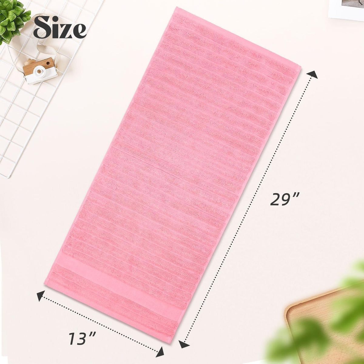 2-Pack Hand Towels for Bathroom (Pink) Ribbed