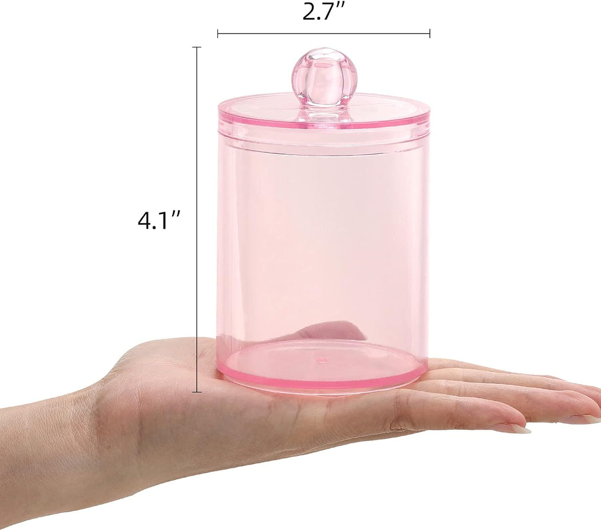 3 Pack Cotton Swab Ball Pad Holder, 10 Oz Qtip Apothecary Jar Pink Makeup Organizer, Bathroom Containers Dispenser
