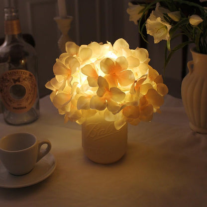Hydrangea Mood Lamp, Cozy Aesthetic Flower Night Light for Bedroom & Desk, Calming Cordless LED Table Lamp, Battery Operated Floral Decor, Gift for Her, Pink