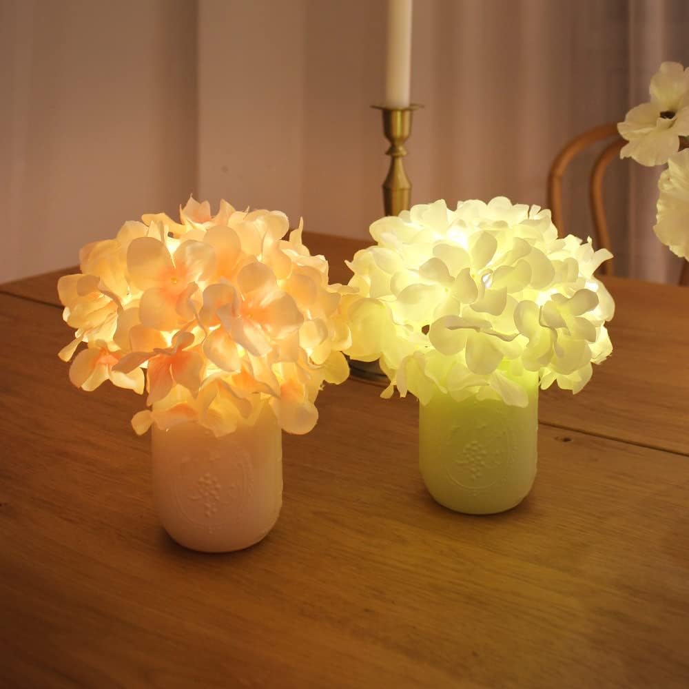 Hydrangea Mood Lamp, Cozy Aesthetic Flower Night Light for Bedroom & Desk, Calming Cordless LED Table Lamp, Battery Operated Floral Decor, Gift for Her, Pink