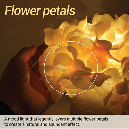 Hydrangea Mood Lamp, Cozy Aesthetic Flower Night Light for Bedroom & Desk, Calming Cordless LED Table Lamp, Battery Operated Floral Decor, Gift for Her, Pink
