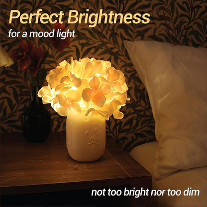 Hydrangea Mood Lamp, Cozy Aesthetic Flower Night Light for Bedroom & Desk, Calming Cordless LED Table Lamp, Battery Operated Floral Decor, Gift for Her, Pink