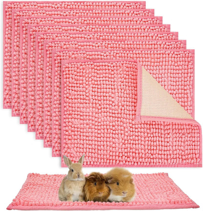 8 Pcs Guinea Pig Liner Washable Rabbit Cage Liner 16x12 Inch Guinea Pig Fleece Mats Reusable Bedding Pee Pads for Small Animals, Bunny(Pink)