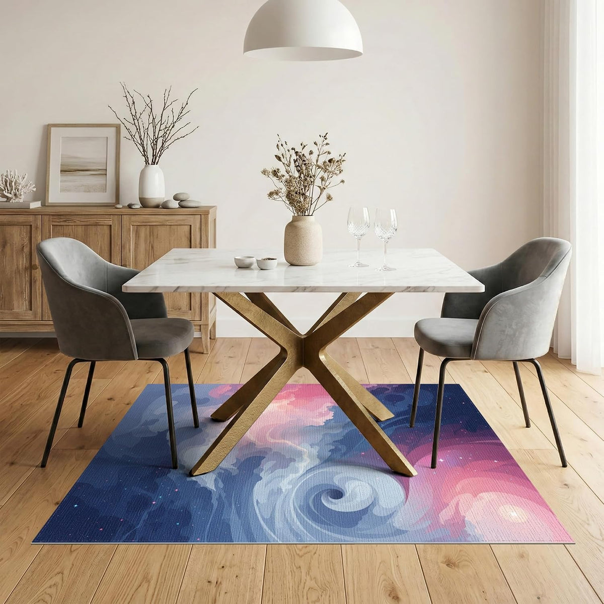 5'x7' Washable Flatwoven Rug, Pink Abstract Abstract Stain Resistant Area Rug Non-Slip Low Profile Floor Covering for Guest Room, Lounge, Apartment | Ref:2184007