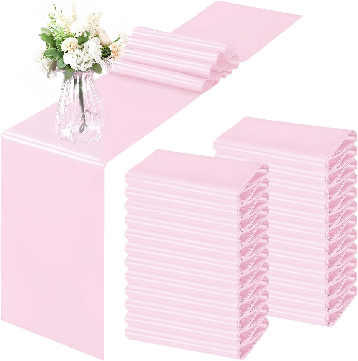 12 Pack Light Pink Satin Table Runner 12 x 108 Inch