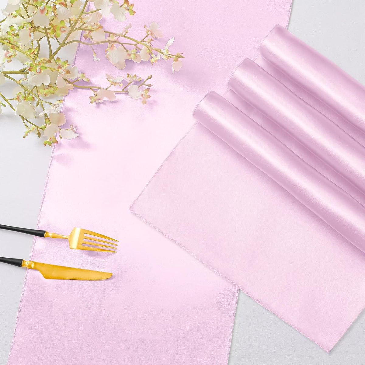 12 Pack Light Pink Satin Table Runner 12 x 108 Inch