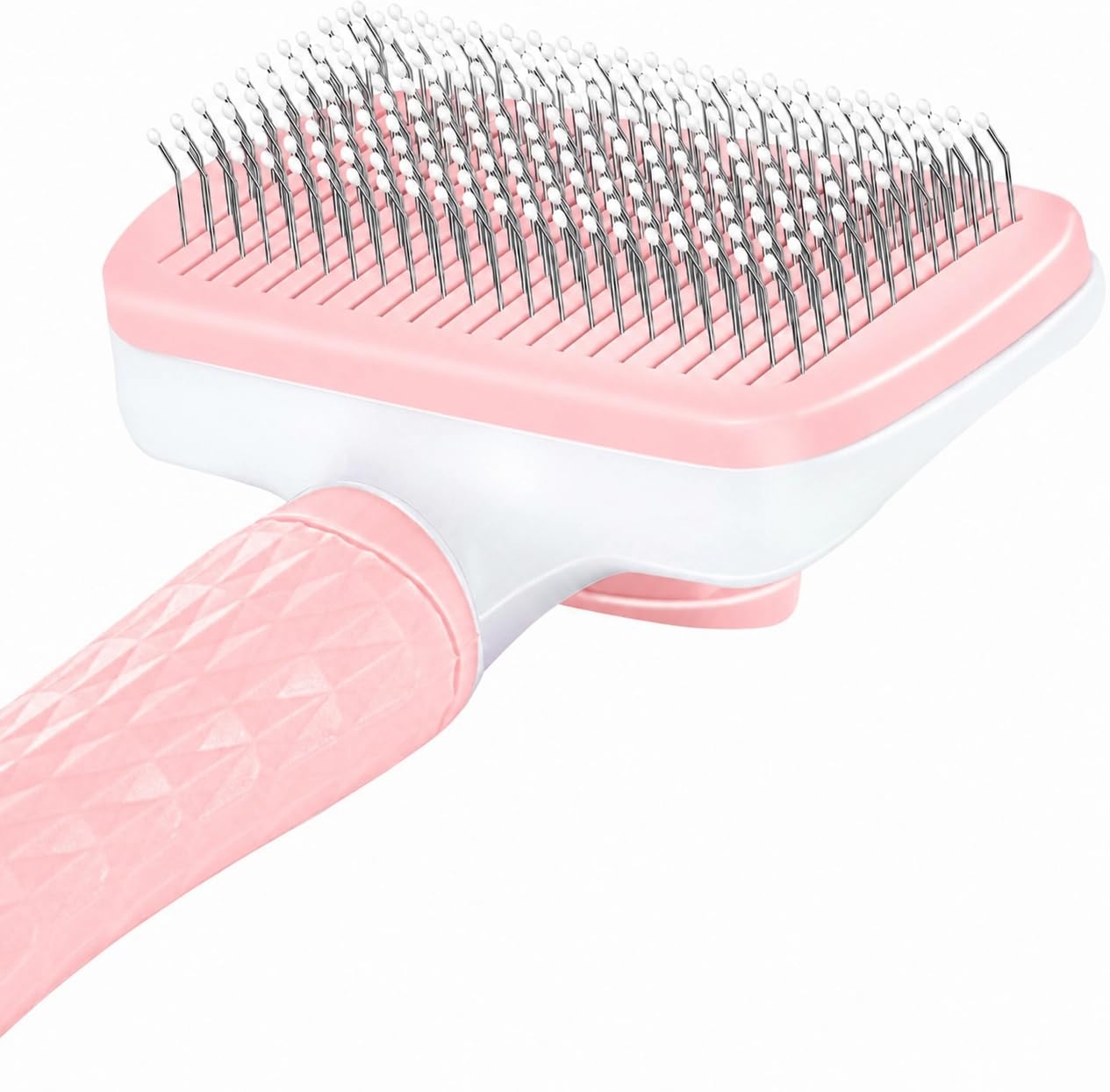 Self-Cleaning Slicker Brush, Dog Cat Bunny Pet Grooming Shedding Brush, Easy to Remove Loose Undercoat, Pet Massaging Tool Suitable for Pets with Long or Short Hair (Baby Pink)