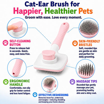 Self-Cleaning Slicker Brush, Dog Cat Bunny Pet Grooming Shedding Brush, Easy to Remove Loose Undercoat, Pet Massaging Tool Suitable for Pets with Long or Short Hair (Baby Pink)