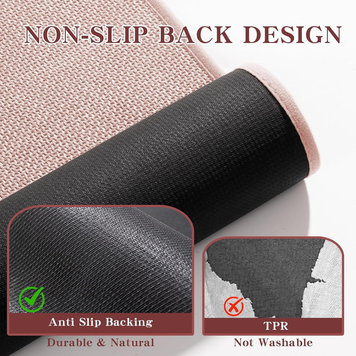 Bathroom Rugs Mat 32x17, Ultra Thin Non Slip Bath Mat Quick Dry Absorbent Bath Mat for Bathroom Floor, (Pink, 32"x17")