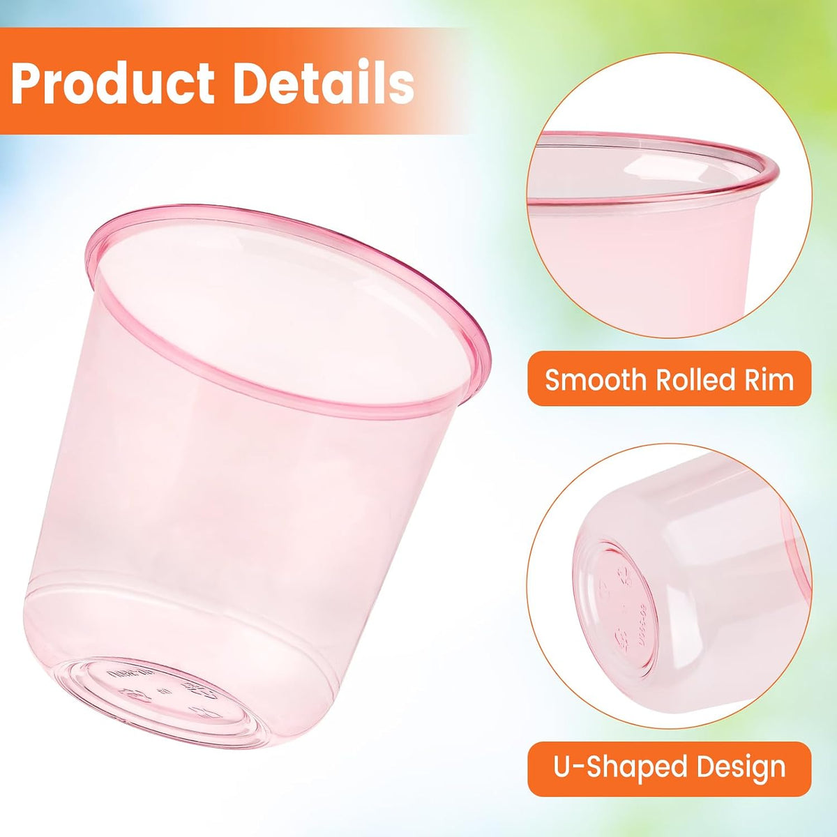 12 oz Pink Plastic Cups for Party, 50 Pack