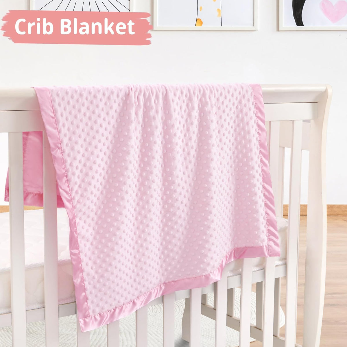 Baby Soft Minky Dot Blanket with Silky Satin Backing Baby Gifts for Girls（Pink, 30’’ x 40’’）