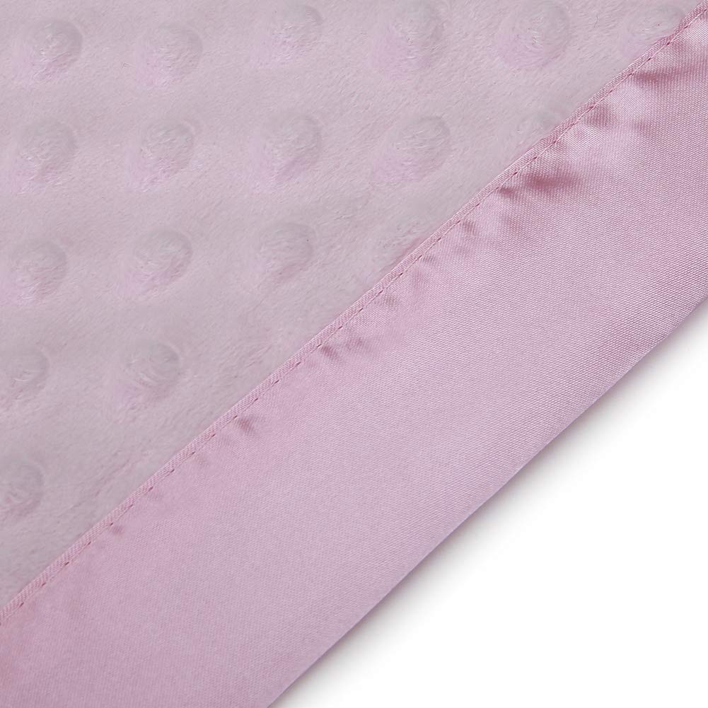 Baby Soft Minky Dot Blanket with Silky Satin Backing Baby Gifts for Girls（Pink, 30’’ x 40’’）