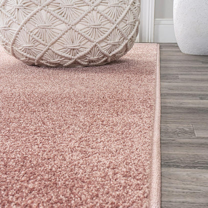 Solid Low-Pile Round Rug 4 Ft Pink, Coastal Indoor Rug