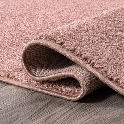 Solid Low-Pile Round Rug 4 Ft Pink, Coastal Indoor Rug