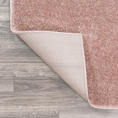 Solid Low-Pile Round Rug 4 Ft Pink, Coastal Indoor Rug