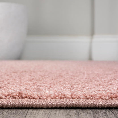 Solid Low-Pile Round Rug 4 Ft Pink, Coastal Indoor Rug
