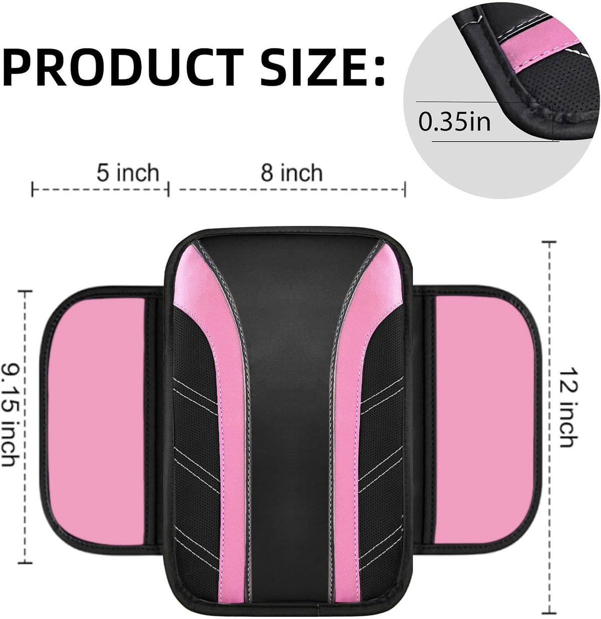 6 Pcs Pink Steering Wheel Cover Set, Sport Microfiber Leather Steering Wheel Cover 14.5-15inch Universal, Car Center Console Cover, Seat Belt Cushion, Cup Coasters, Pink Car Accessories Set
