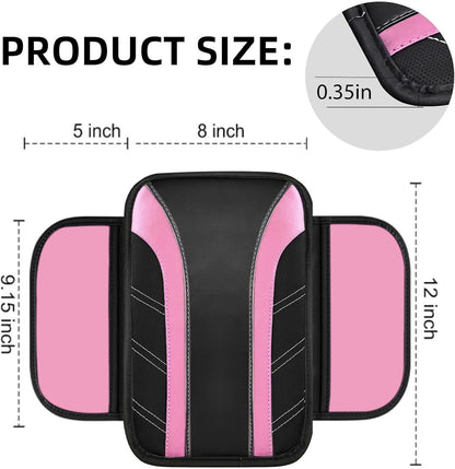 6 Pcs Pink Steering Wheel Cover Set, Sport Microfiber Leather Steering Wheel Cover 14.5-15inch Universal, Car Center Console Cover, Seat Belt Cushion, Cup Coasters, Pink Car Accessories Set