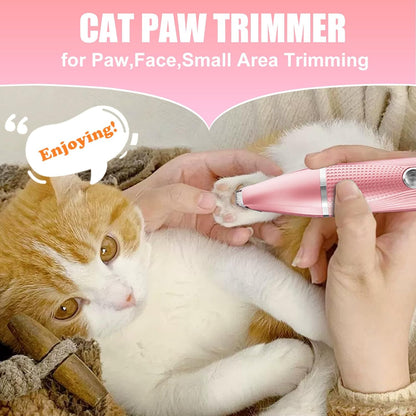 Cat Grooming Clippers Kit with Paw Trimmer, 3 in 1 Electric Pet Hair Trimmer Supplies for Thick Matted Hair, Heavy Coat Butt Shaver Cat Razor Fur Trimmer for Dogs at Home (Pink)