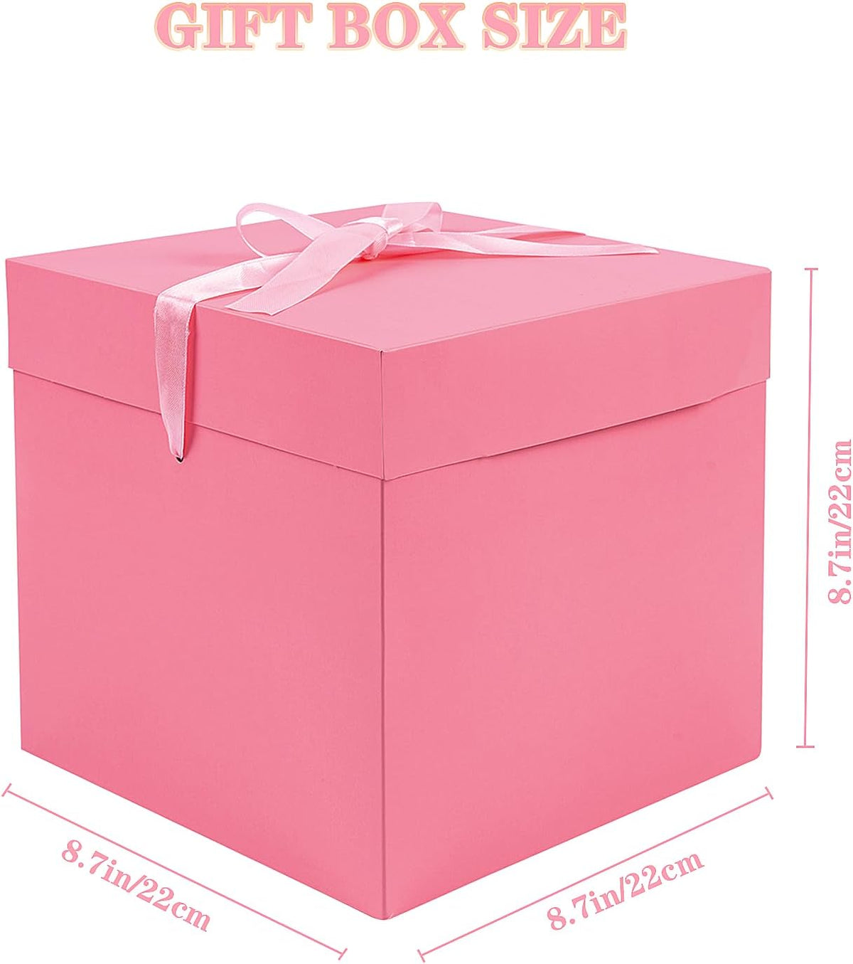Elephant-package 8.7" Medium Birthday Gift Boxes with Lid and Ribbon, Square Gift Boxes - 4 Pcs (Pink), Bridal Showers, Weddings, Baby Showers, Party Favor Boxes