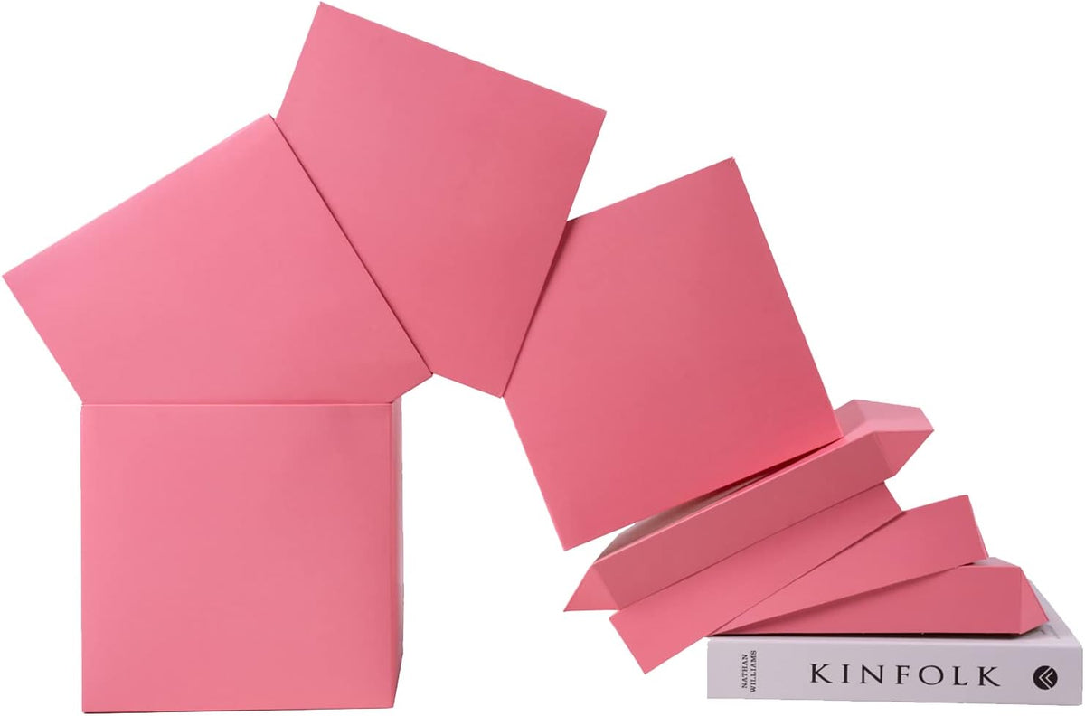 Elephant-package 8.7" Medium Birthday Gift Boxes with Lid and Ribbon, Square Gift Boxes - 4 Pcs (Pink), Bridal Showers, Weddings, Baby Showers, Party Favor Boxes