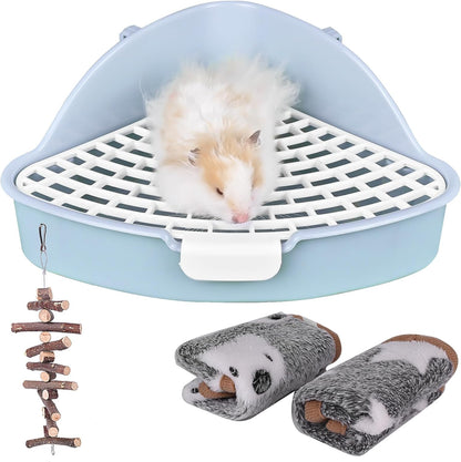 RUBYHOME Triangle Potty Trainer Corner Litter Bedding Box Pet Pan for Baby Rabbit, Chinchillas, Small Guinea Pigs, Ferret, Galesaur