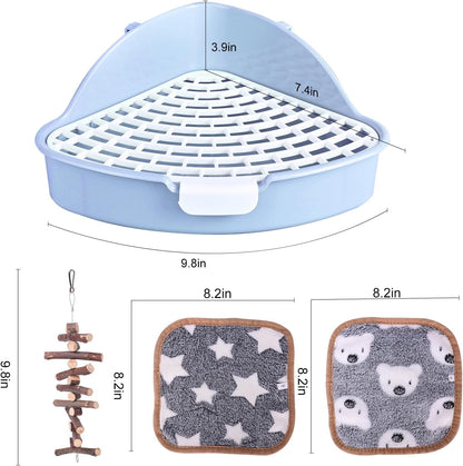 RUBYHOME Triangle Potty Trainer Corner Litter Bedding Box Pet Pan for Baby Rabbit, Chinchillas, Small Guinea Pigs, Ferret, Galesaur