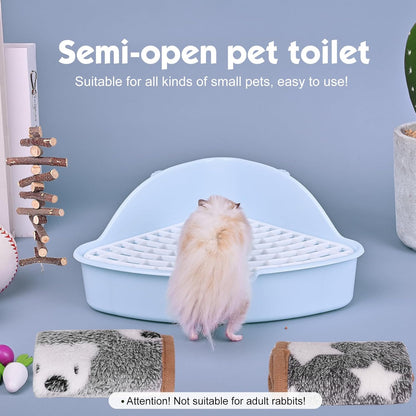RUBYHOME Triangle Potty Trainer Corner Litter Bedding Box Pet Pan for Baby Rabbit, Chinchillas, Small Guinea Pigs, Ferret, Galesaur