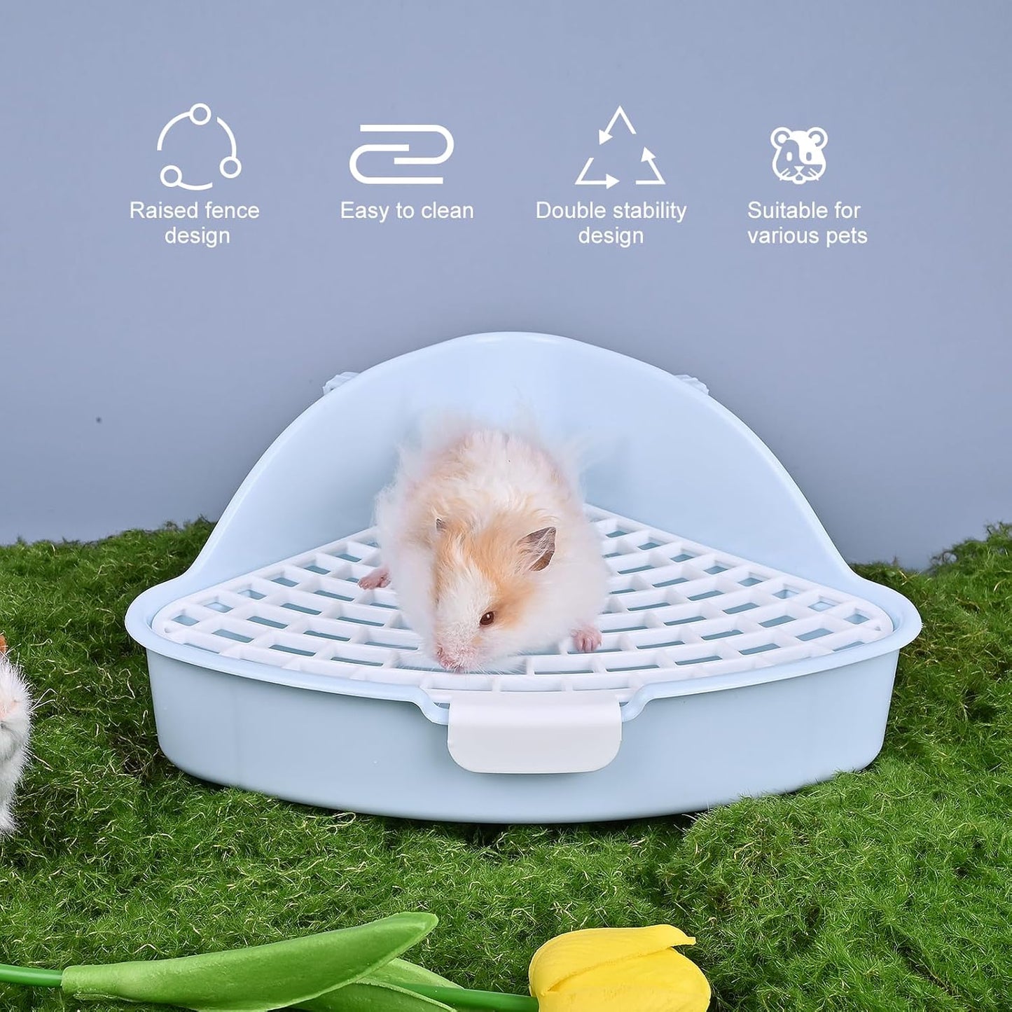 RUBYHOME Triangle Potty Trainer Corner Litter Bedding Box Pet Pan for Baby Rabbit, Chinchillas, Small Guinea Pigs, Ferret, Galesaur