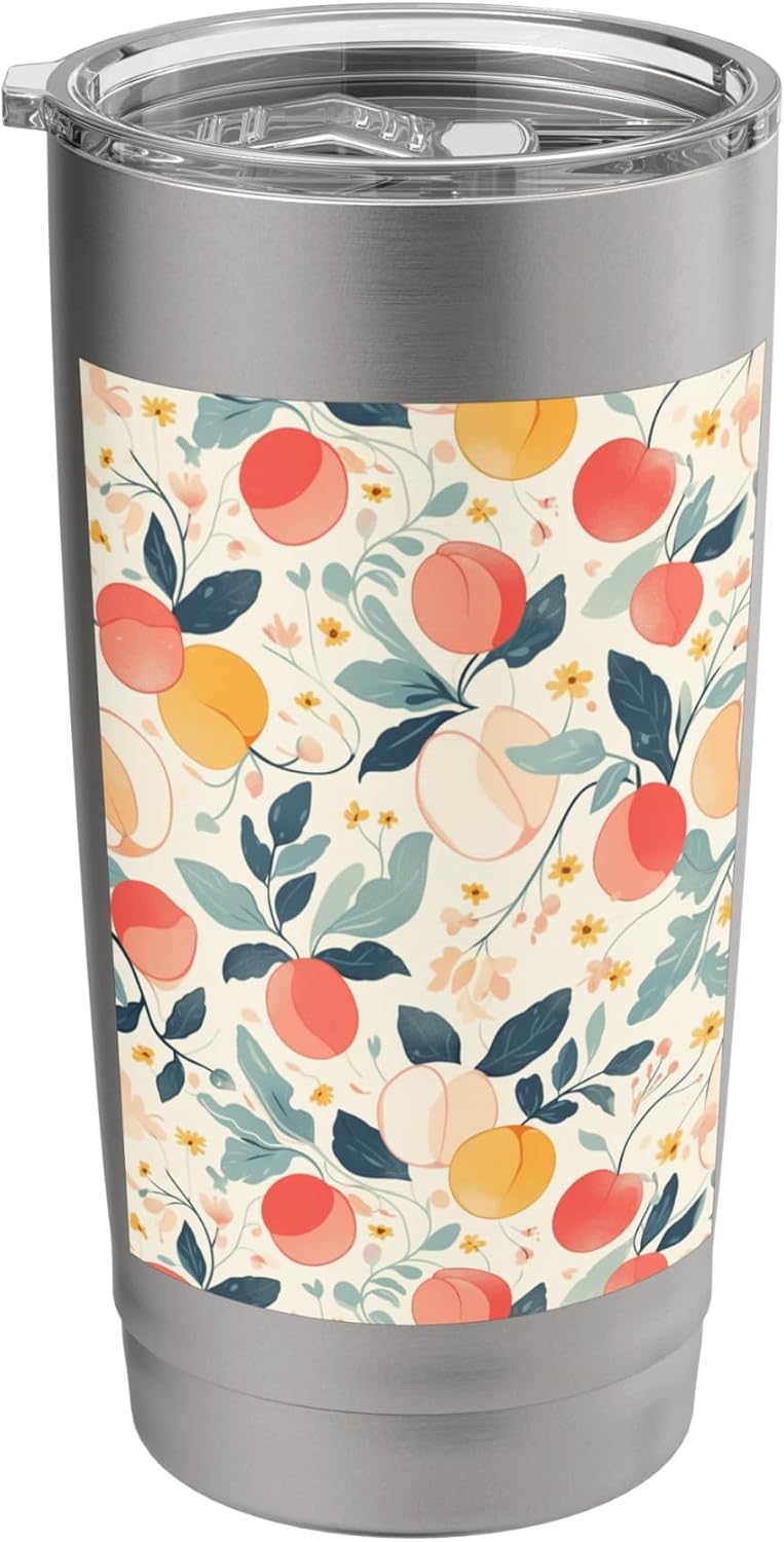 Pattern Art Peach Fruit Vintage Stainless Steel Insulated Tumbler